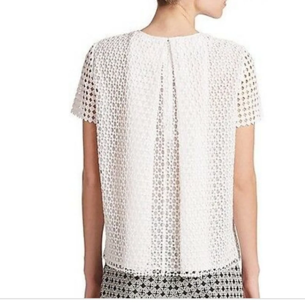 Tory Burch White Eyelet Short Sleeve Top